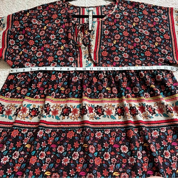 Uncle Frank Boho Floral Dress Size Large Bohemian Fall Autumn Dress Knee Length - Picture 6 of 11